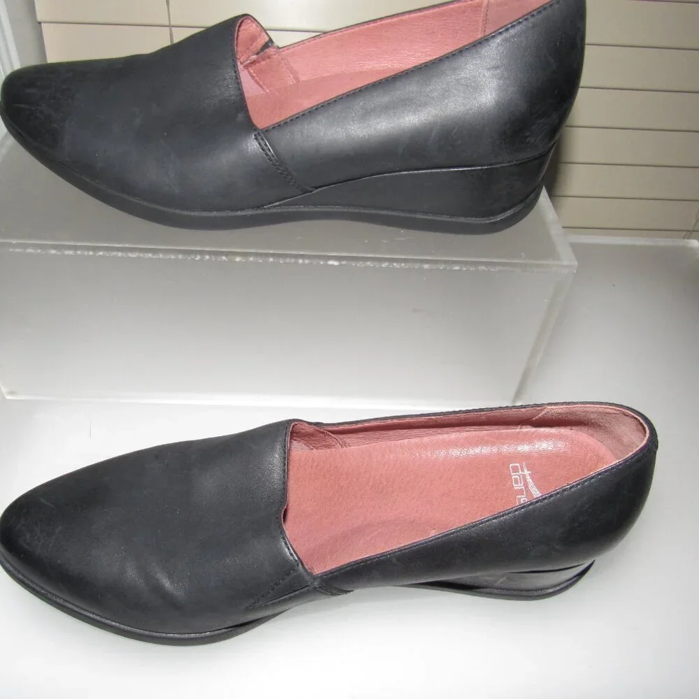 Dansko Shanda Waterproof Black Leather Wedge Loafers | EU 41 (US 10.5 - 11)
